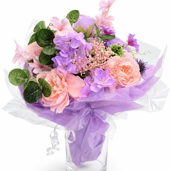 Bouquet de fleurs artificielles orange et corail