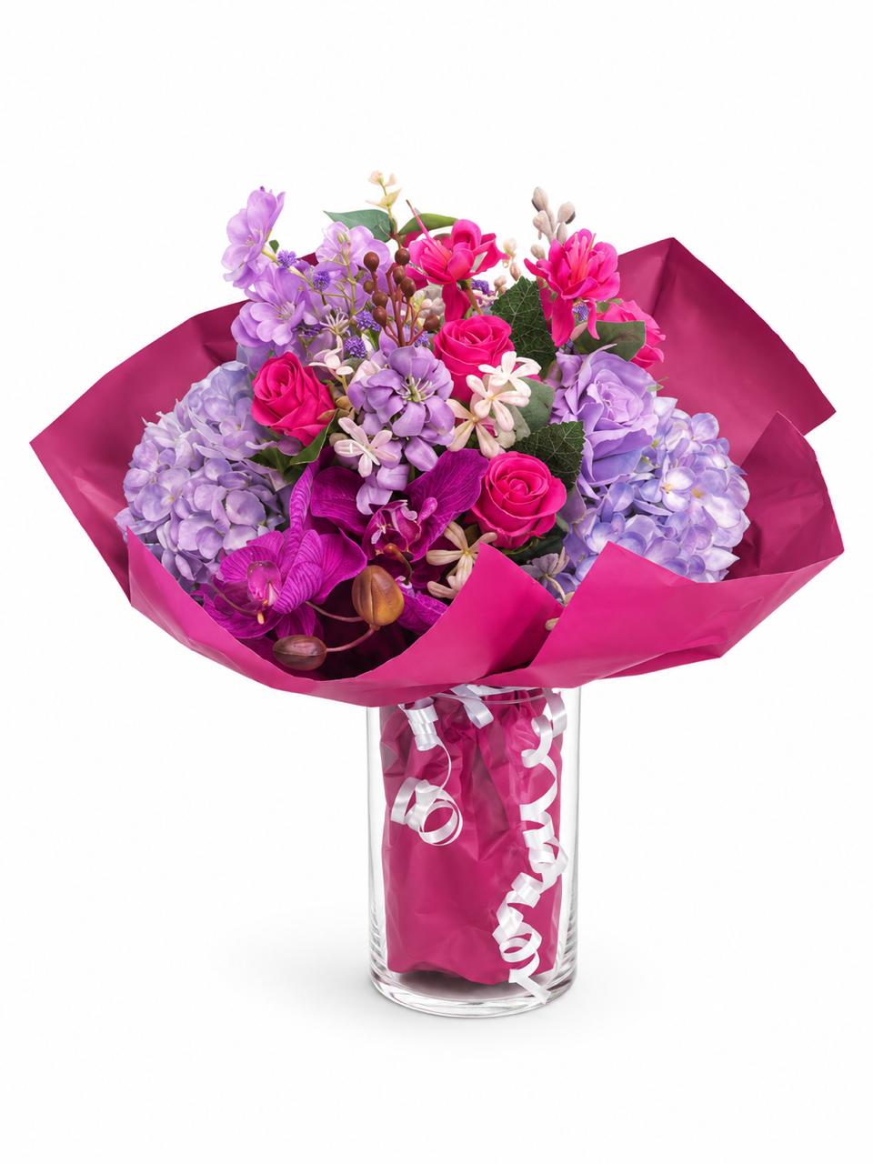 Bouquet de fleurs artificielles orange et corail